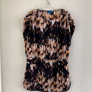 Derek Lam Tunic Blouse Black, Tan, Cream Size Small